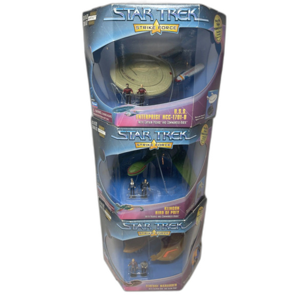 Star Trek Strike Force Lot 3 Mini Ship Replicas USS Enterprise, Ferengi, Klingon - Picture 1 of 13